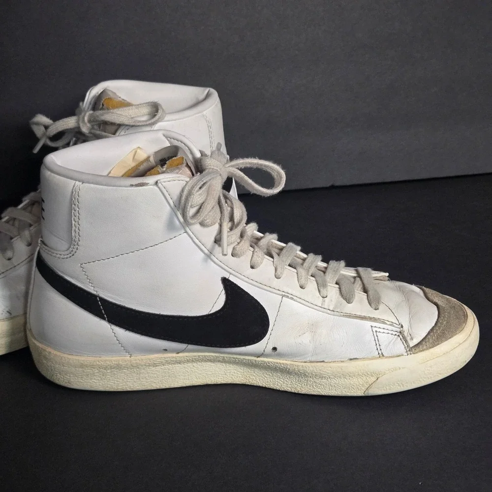 Nike Blazer Mid 77 Vintage White Black Sneakers Men's 8 BQ6806-100 High Top
